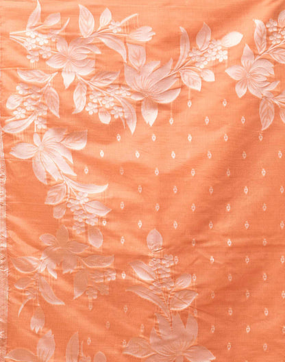 Peach Cotton Woven Floral Printed Saree