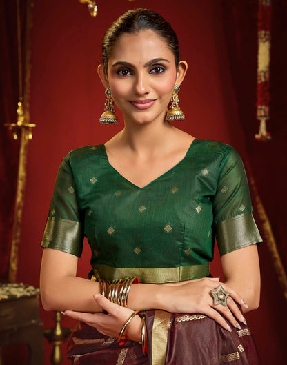 Maroon Cotton Woven Printed Saree
