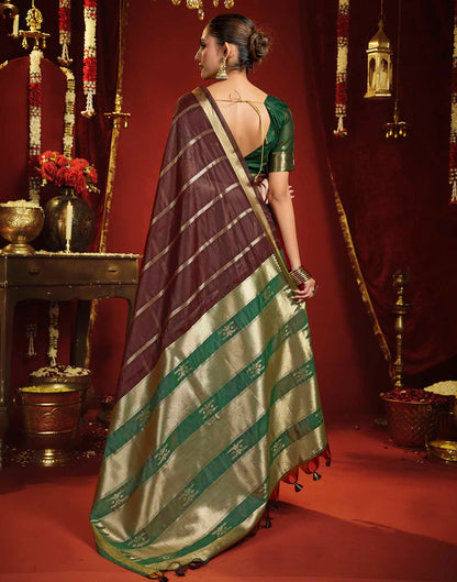 Maroon Cotton Woven Printed Saree