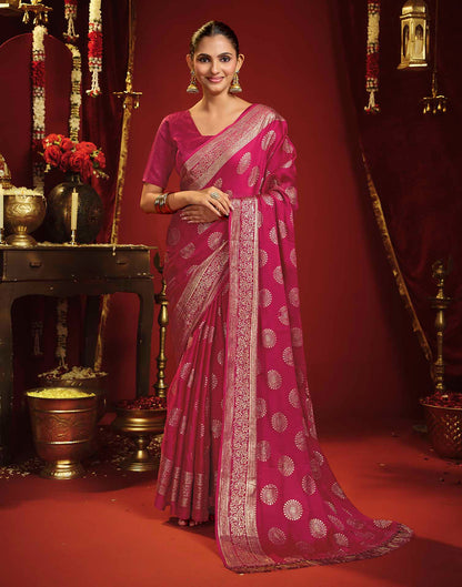 Rani Pink Georgette Foil Printed Saree