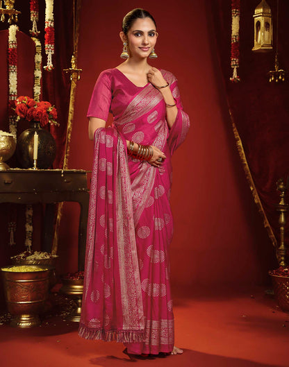 Rani Pink Georgette Foil Printed Saree