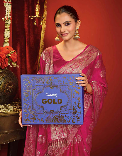 Rani Pink Georgette Foil Printed Saree
