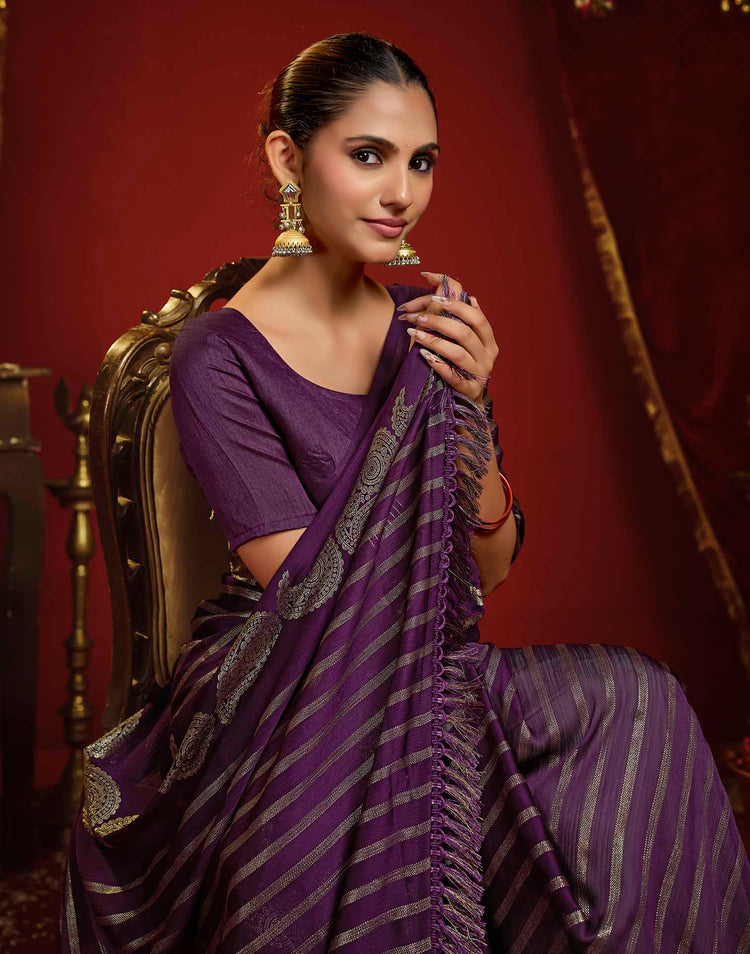 Wine Georgette Foil Printed Saree