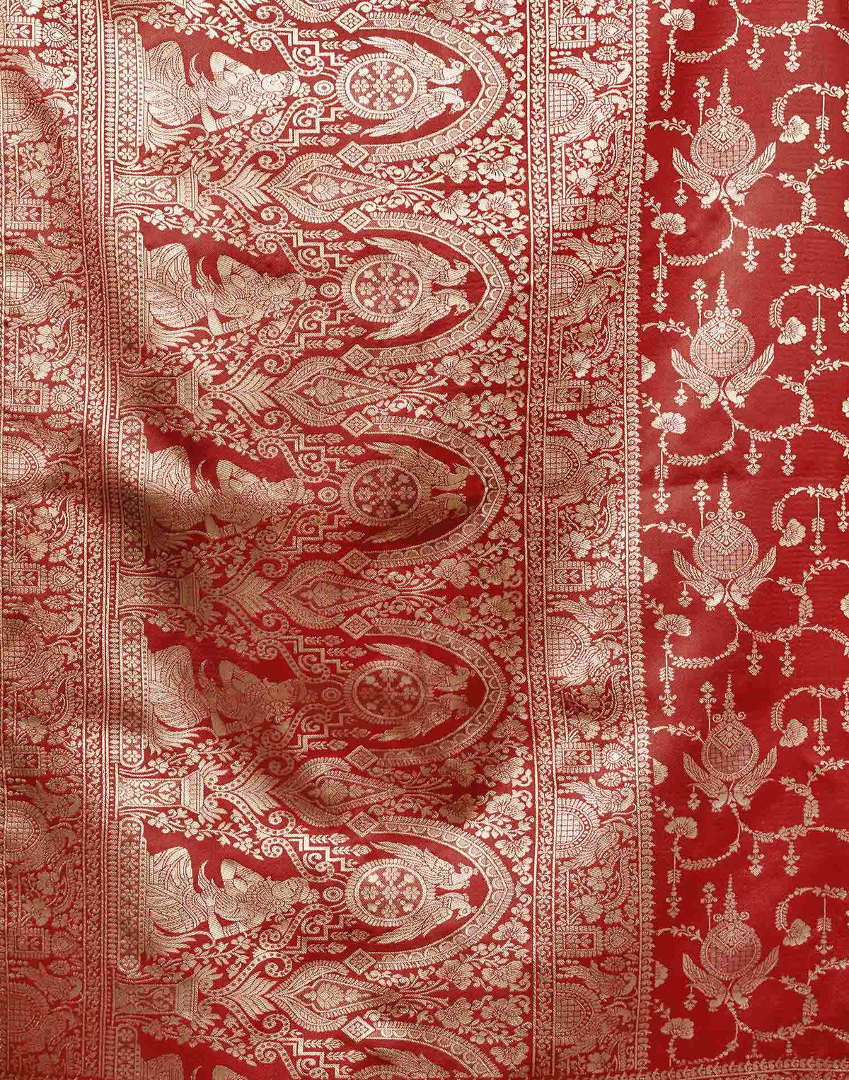 Maroon Silk Woven Banarasi Saree