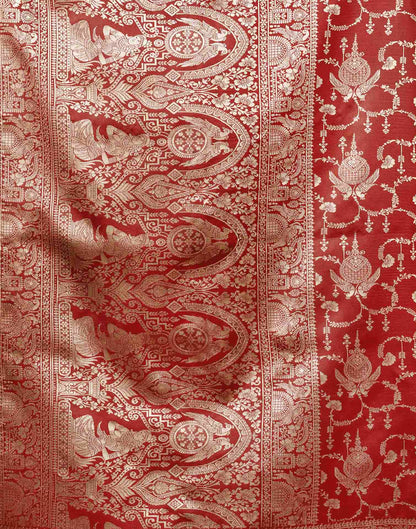 Maroon Silk Woven Banarasi Saree