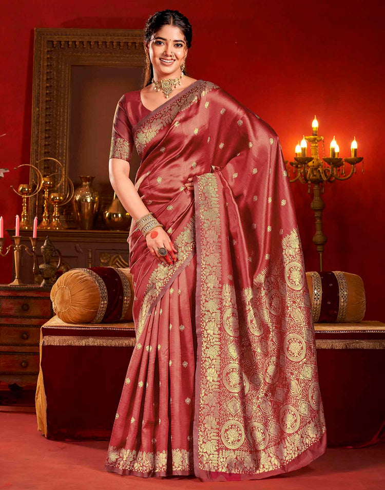 Deep Red Silk Woven Banarasi Saree