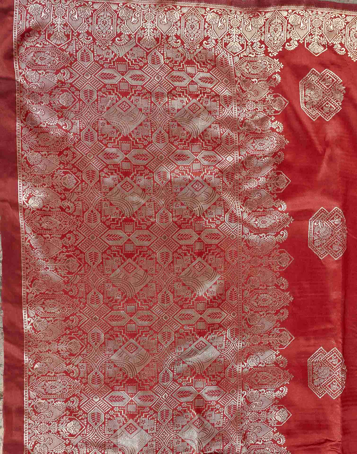 Deep Red Silk Woven Banarasi Saree