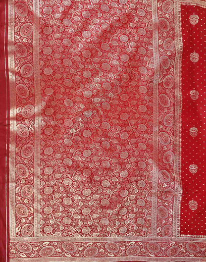 Deep Red Silk Woven Banarasi Saree