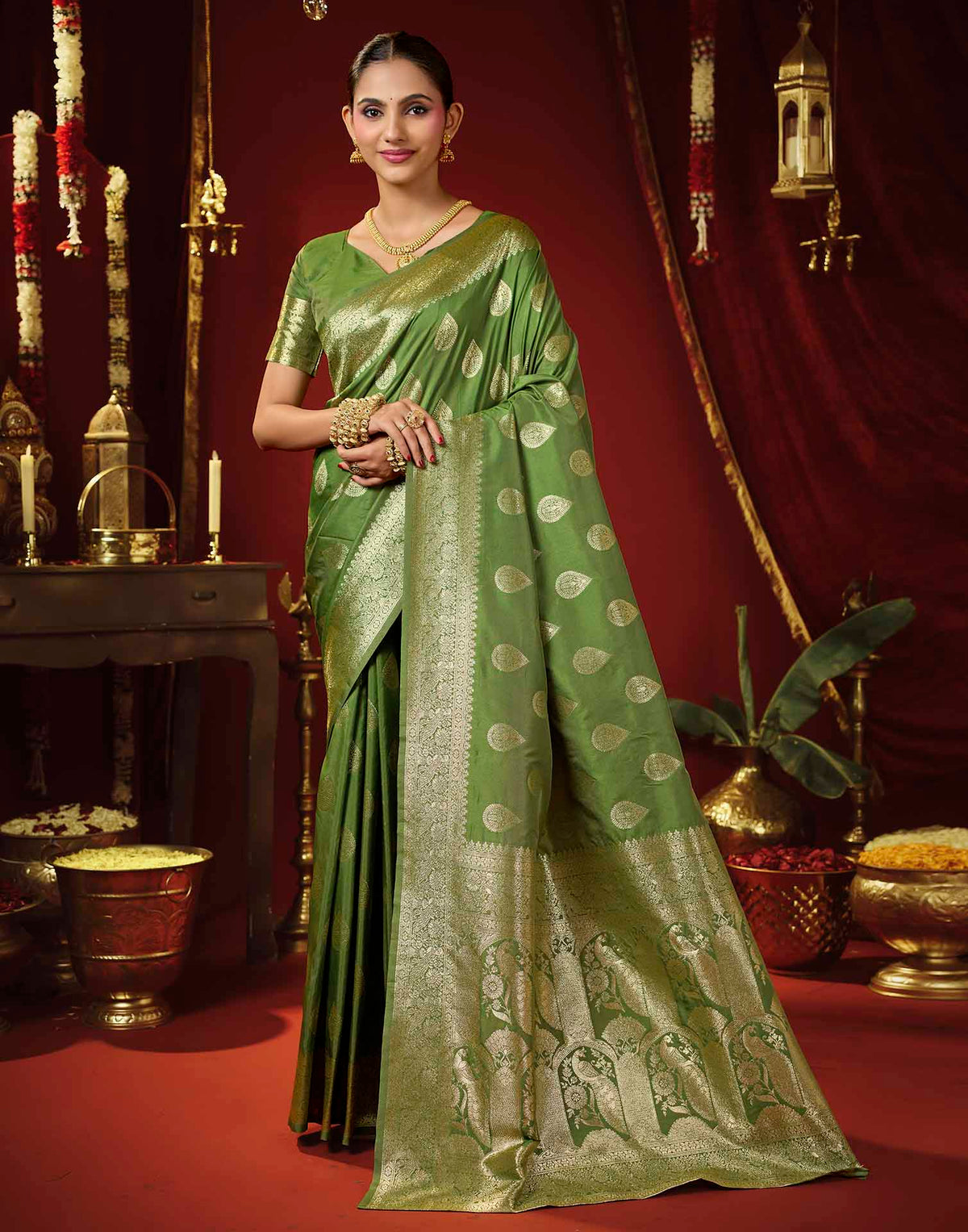 Light Green Silk Woven Banarasi Saree