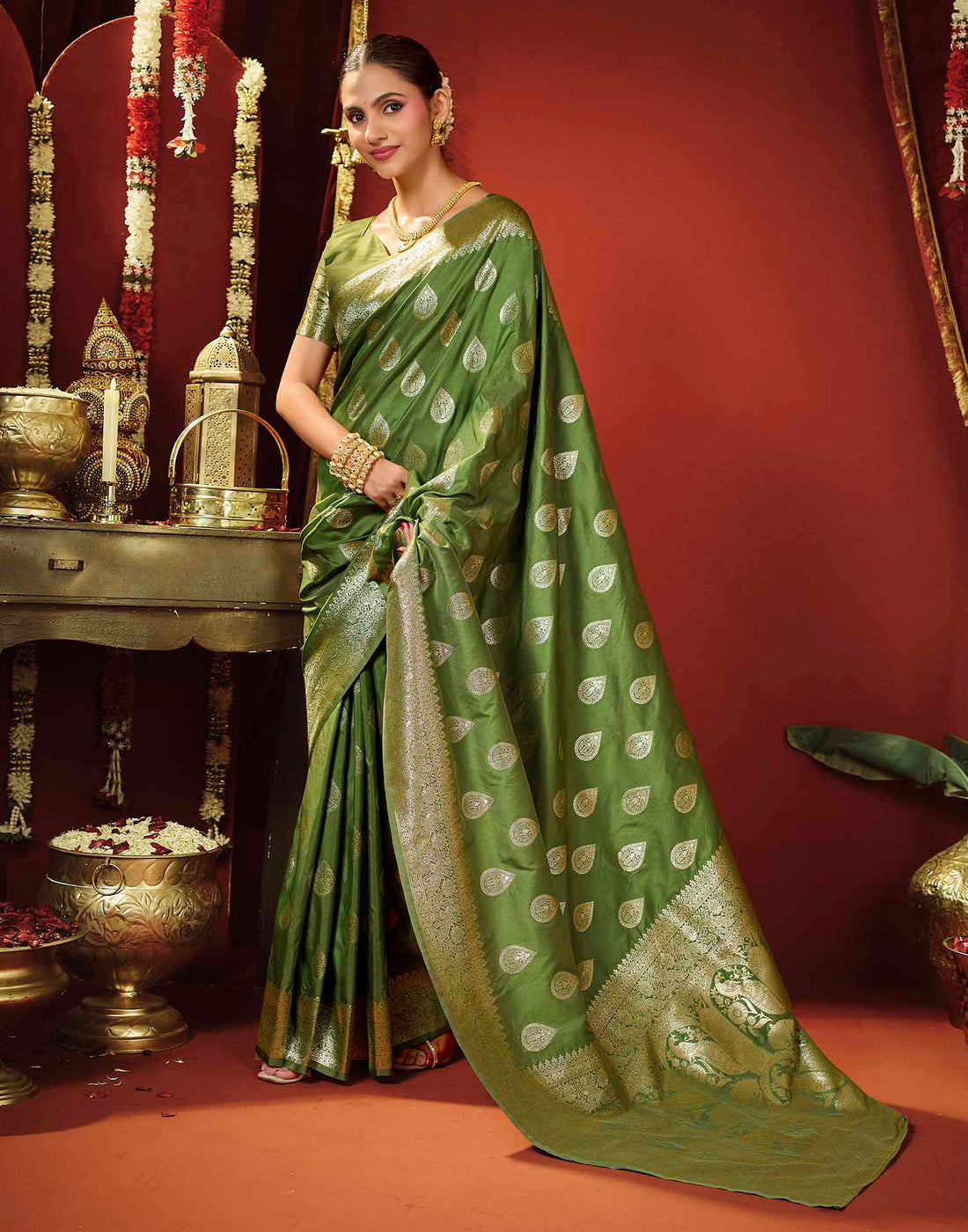 Light Green Silk Woven Banarasi Saree