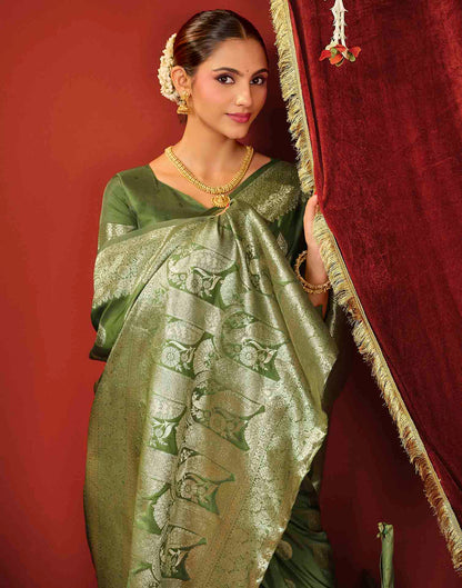 Light Green Silk Woven Banarasi Saree