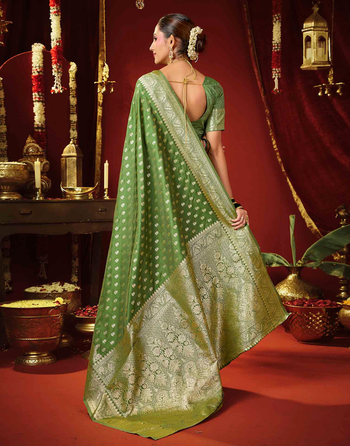 Light Green Silk Woven Banarasi Saree