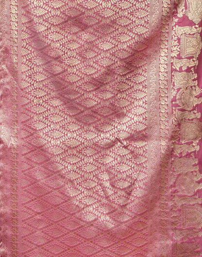 Baby Pink Silk Woven Banarasi Saree