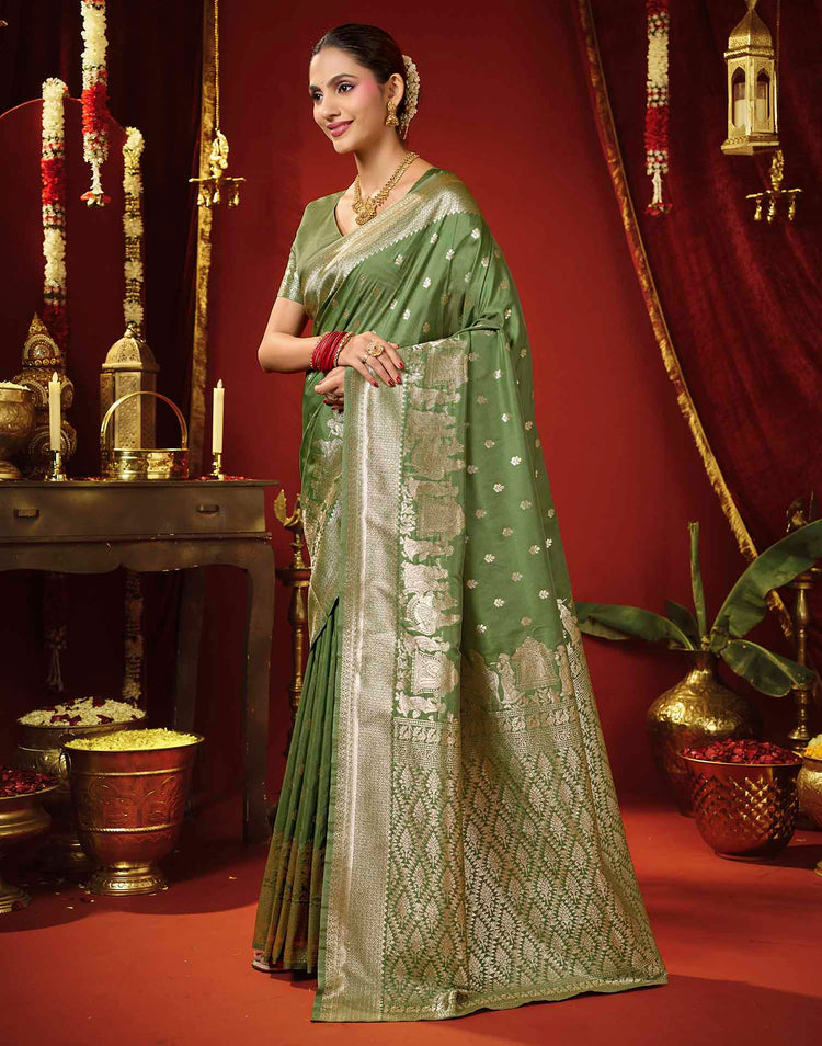 Light Green Silk Woven Banarasi Saree
