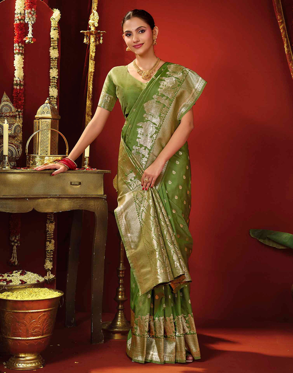 Light Green Silk Woven Banarasi Saree