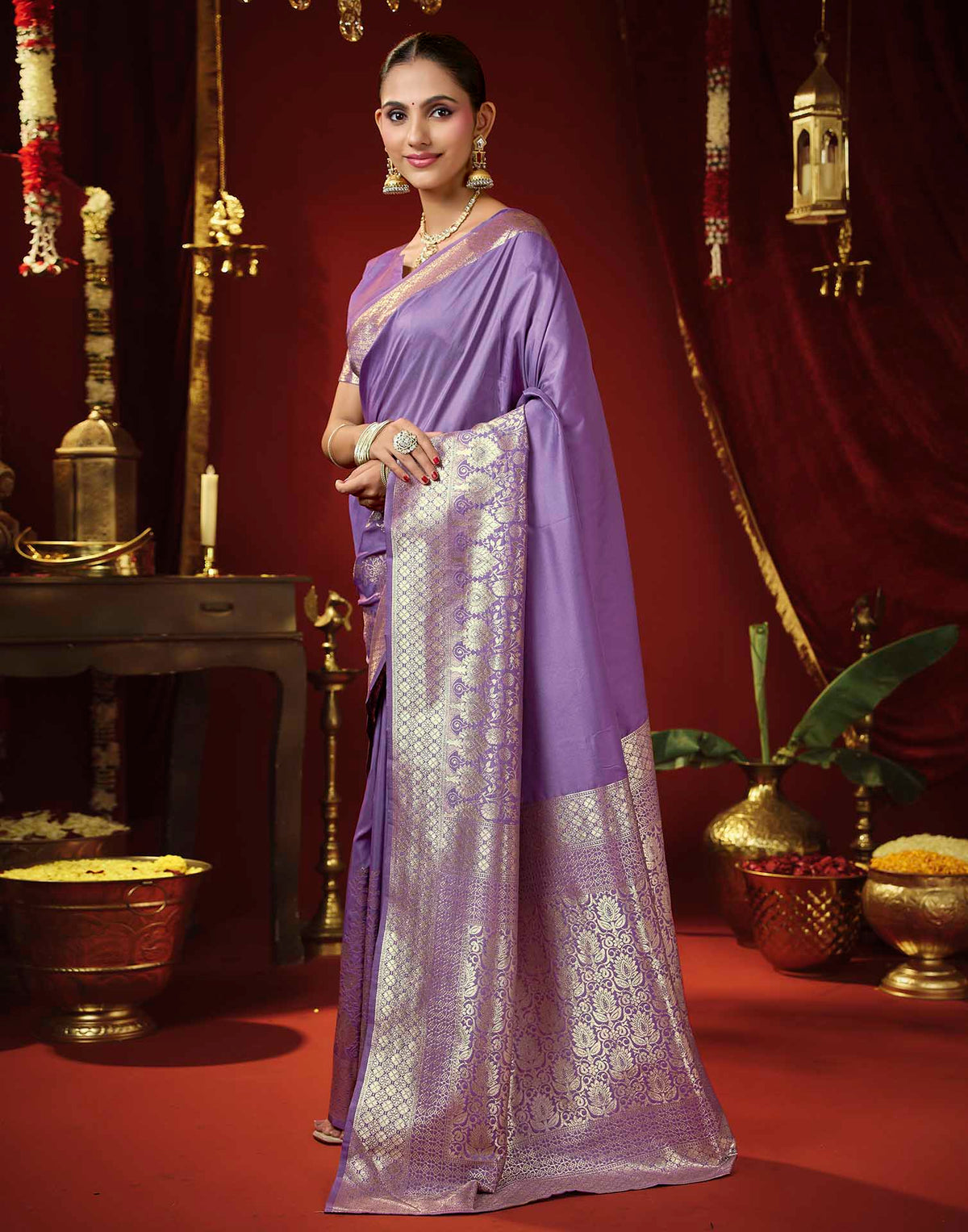 Light Purple Silk Woven Banarasi Saree