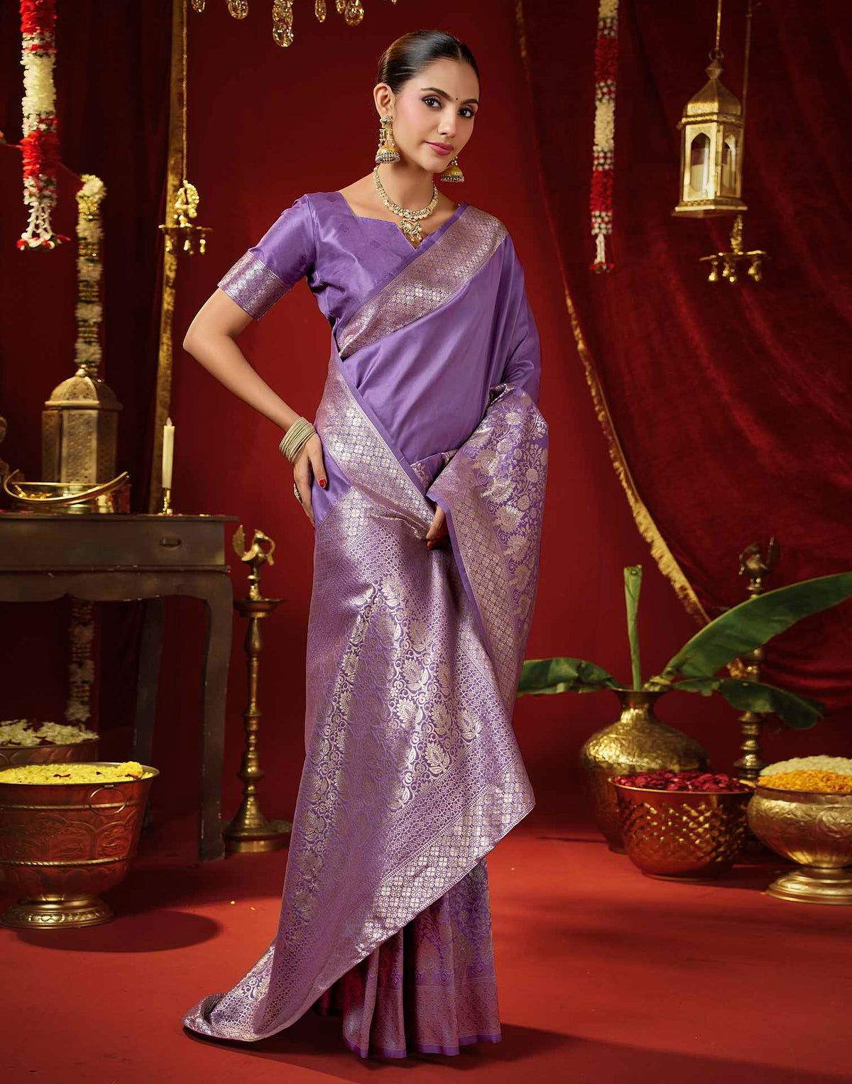 Light Purple Silk Woven Banarasi Saree