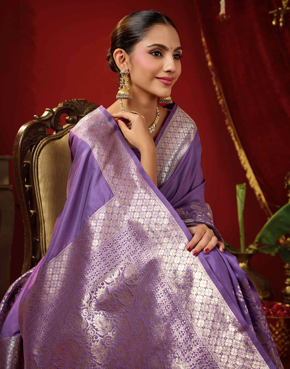 Light Purple Silk Woven Banarasi Saree