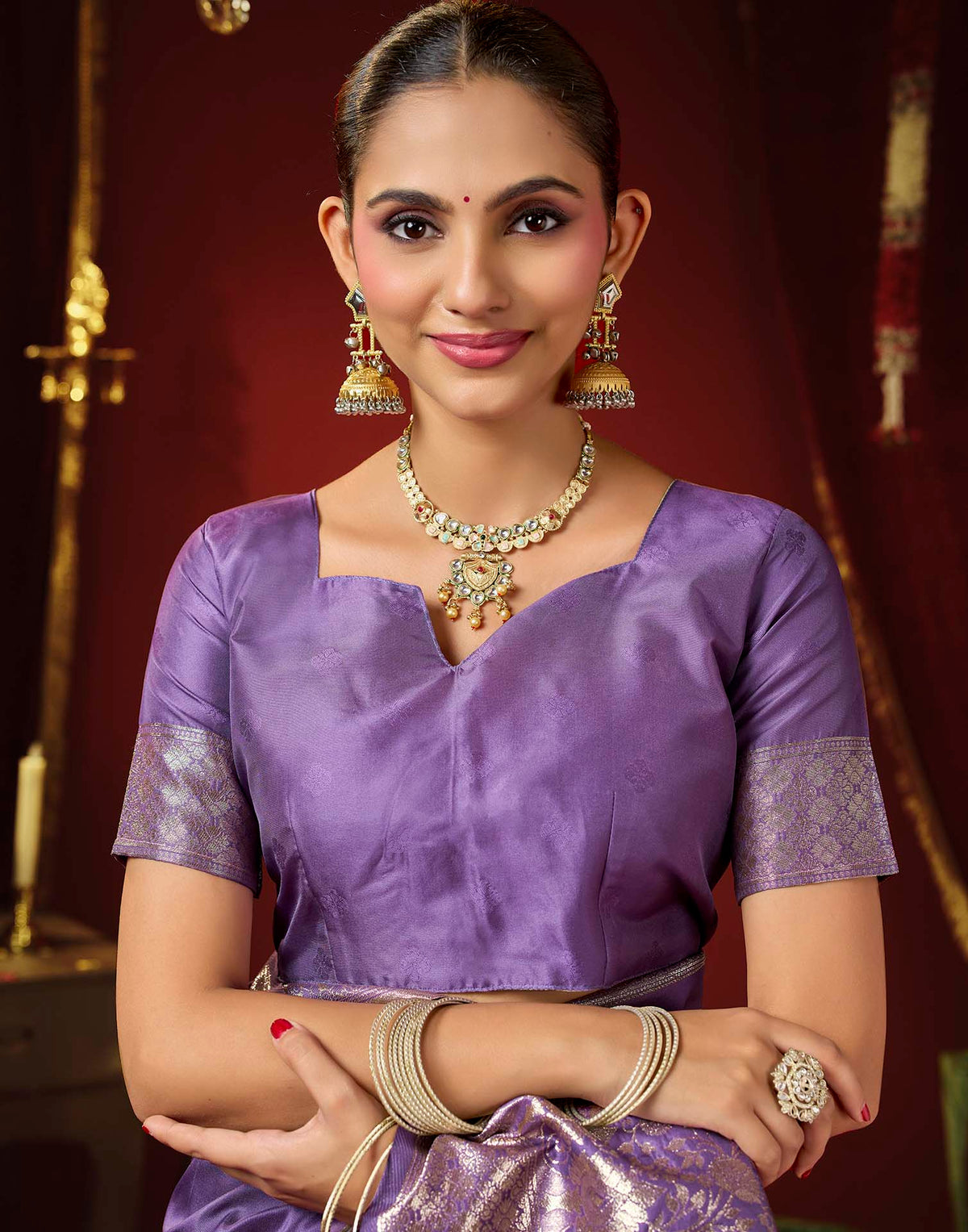 Light Purple Silk Woven Banarasi Saree