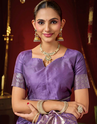 Light Purple Silk Woven Banarasi Saree