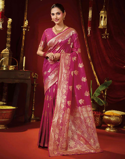 Rani Pink Silk Woven Banarasi Saree