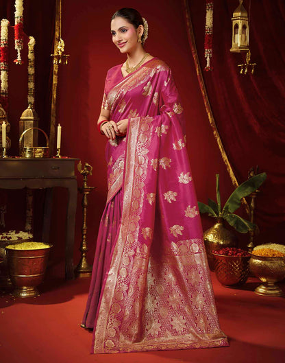 Rani Pink Silk Woven Banarasi Saree