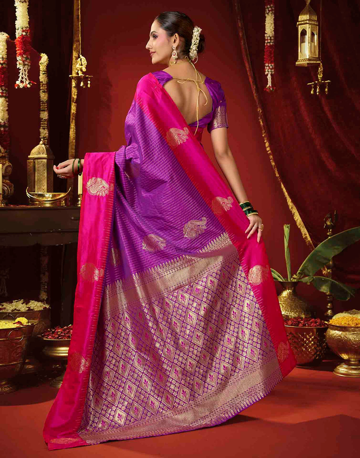 Purple Silk Woven Banarasi Saree
