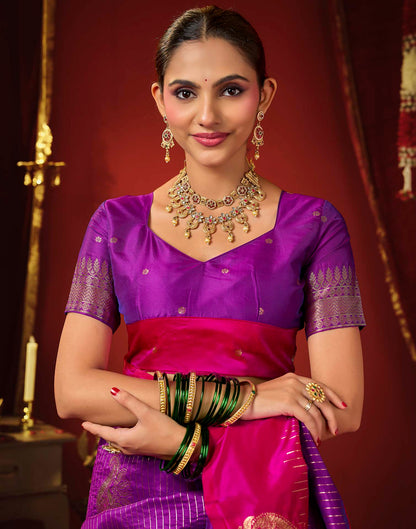 Purple Silk Woven Banarasi Saree