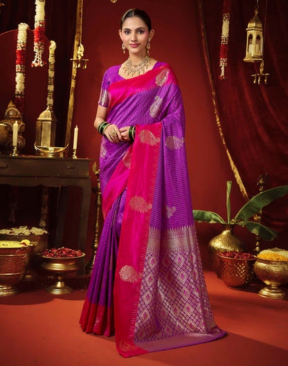 Purple Silk Woven Banarasi Saree
