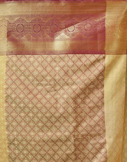 Beige Silk Woven Kanjivaram Saree