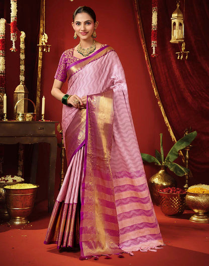 Light Purple Silk Woven Kanjivaram Saree