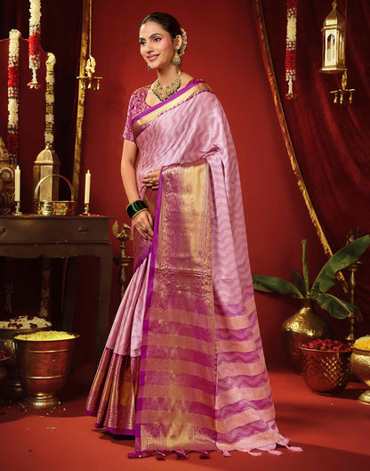 Light Purple Silk Woven Kanjivaram Saree