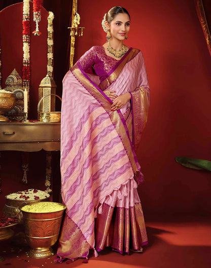 Light Purple Silk Woven Kanjivaram Saree
