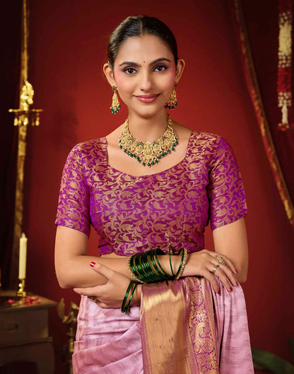 Light Purple Silk Woven Kanjivaram Saree