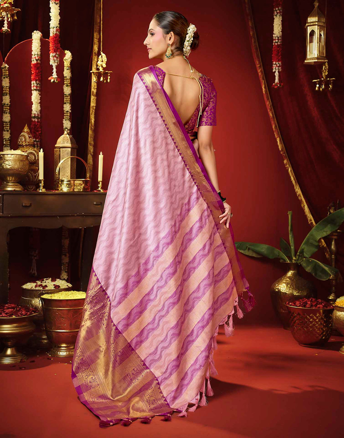 Light Purple Silk Woven Kanjivaram Saree