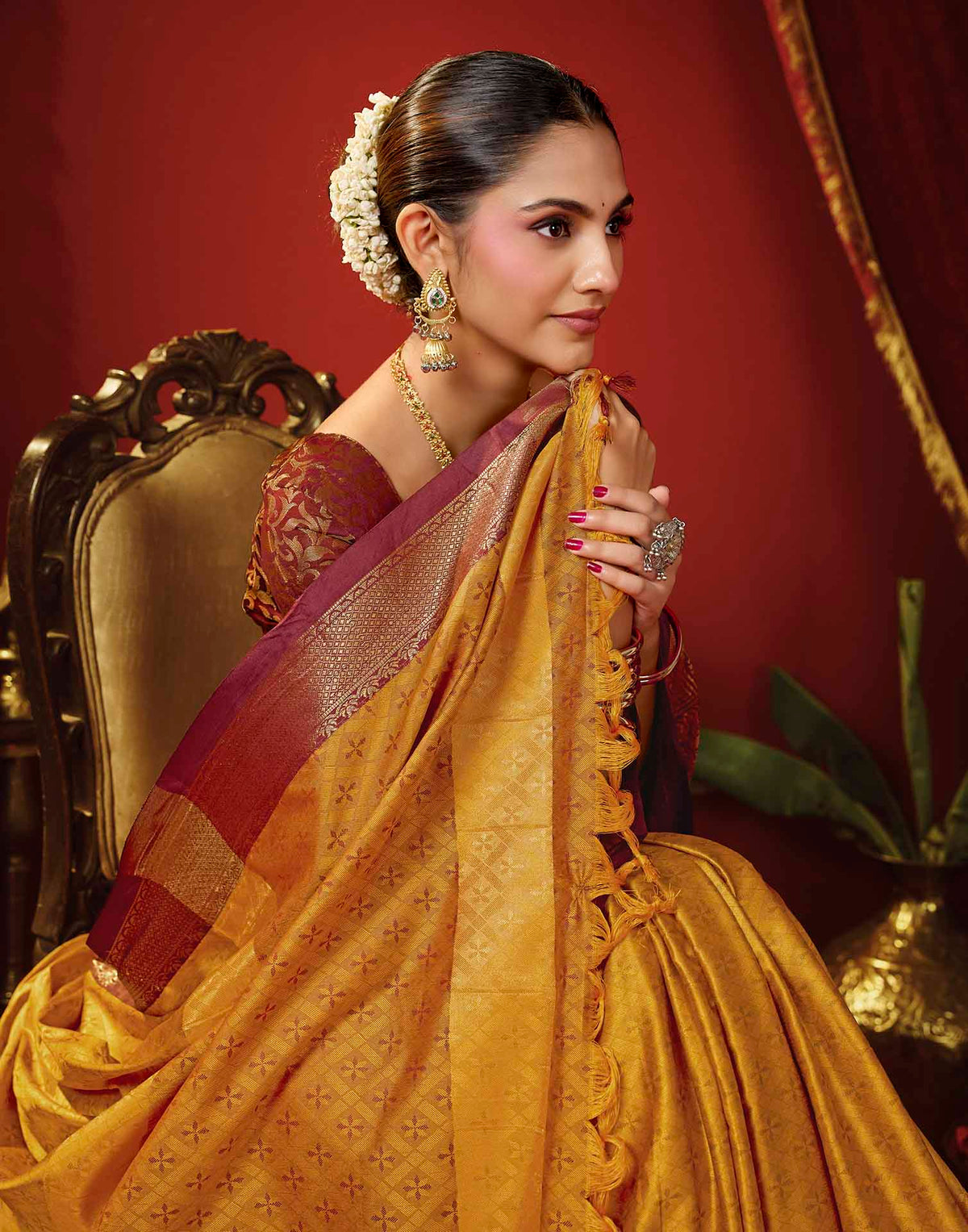 Turmeric Yellow Silk Woven Kanjivaram Saree