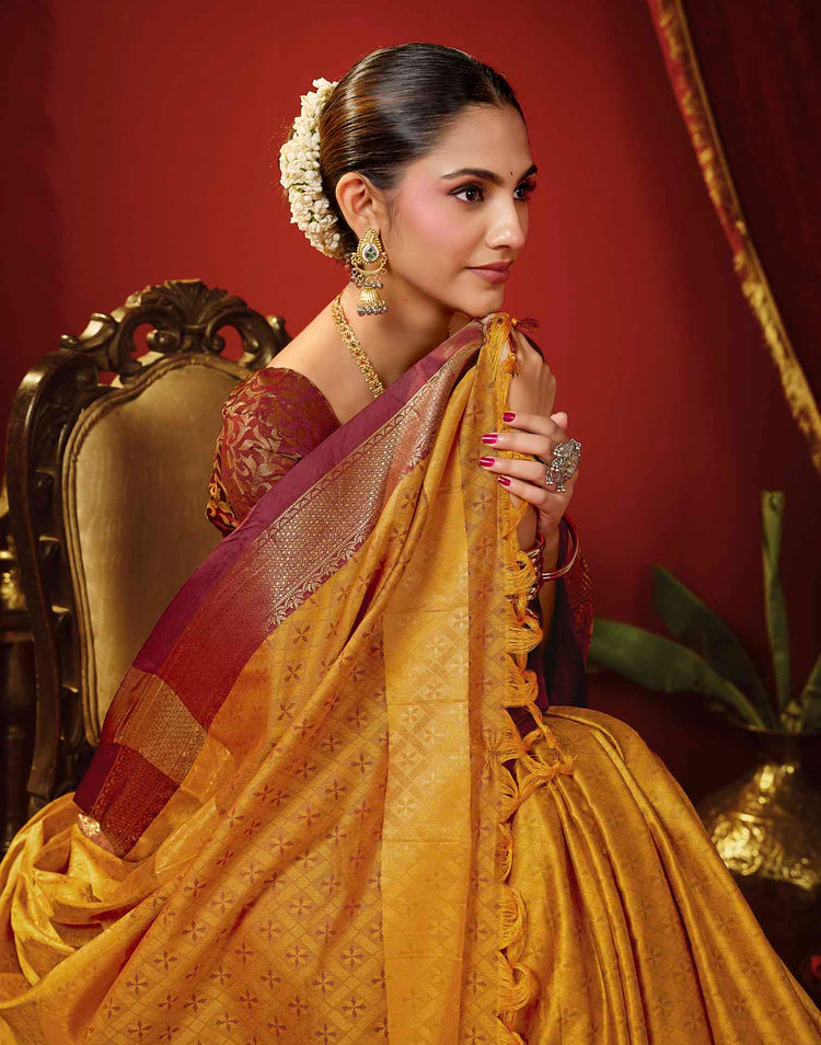 Turmeric Yellow Silk Woven Kanjivaram Saree