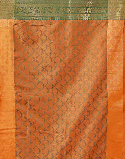 Rust Orange Silk Woven Kanjivaram Saree