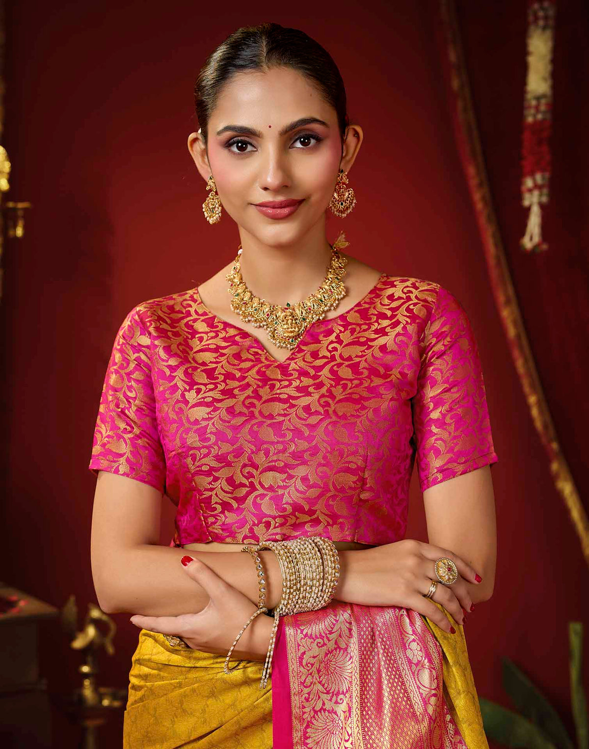 Mustard Yellow Silk Woven Kanjivaram Saree