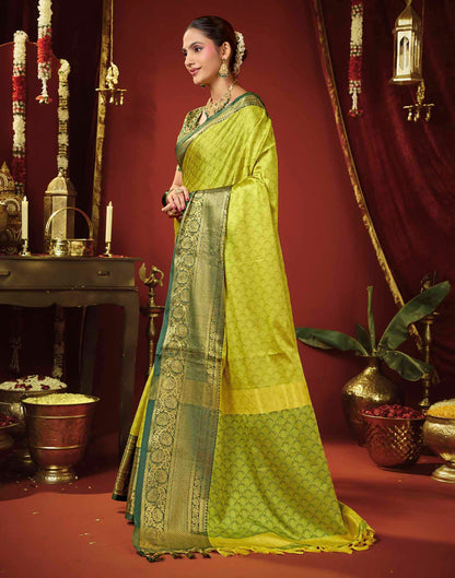 Lime Yellow Silk Woven Kanjivaram Saree