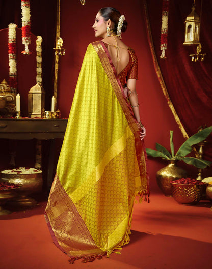 Lime Green Silk Woven Kanjivaram Saree
