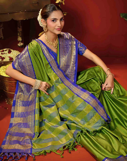 Moss Green Silk Woven Kanjivaram Saree