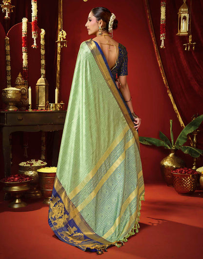 Mint Green Silk Woven Kanjivaram Saree