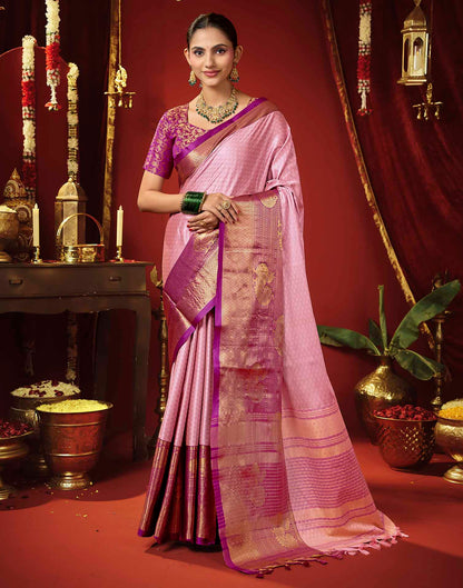 Light Purple Silk Woven Kanjivaram Saree