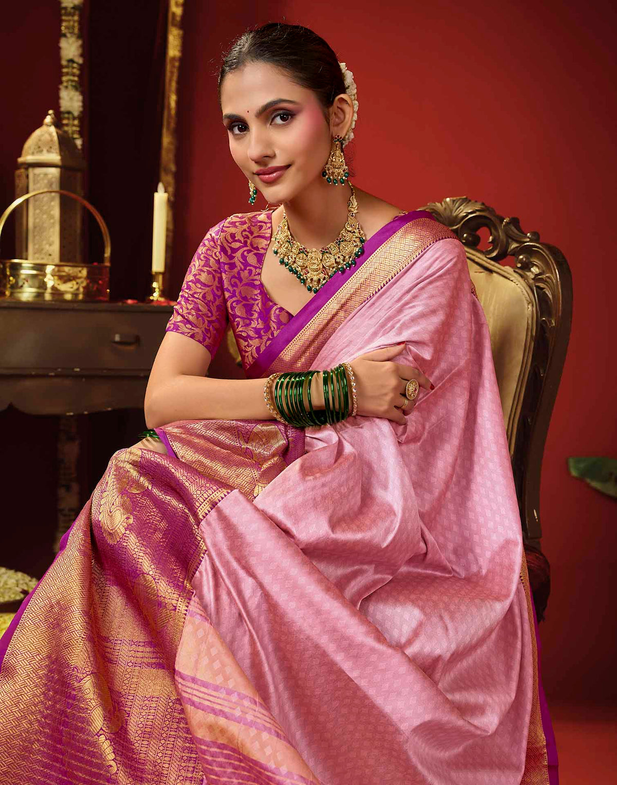 Light Purple Silk Woven Kanjivaram Saree