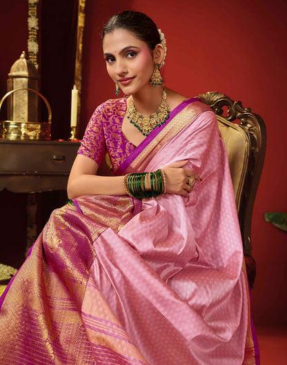 Light Purple Silk Woven Kanjivaram Saree