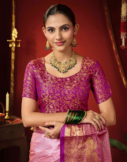 Light Purple Silk Woven Kanjivaram Saree