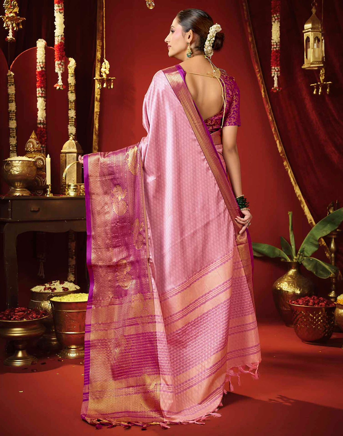 Light Purple Silk Woven Kanjivaram Saree
