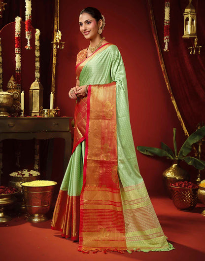 Mint Green Silk Woven Kanjivaram Saree