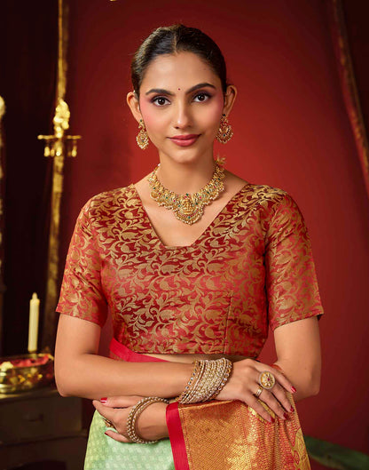 Mint Green Silk Woven Kanjivaram Saree